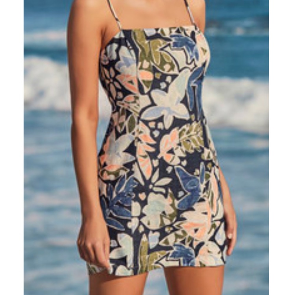 Lulu’s Mosaic Ain’t So Navy Blue Multi Print Dress